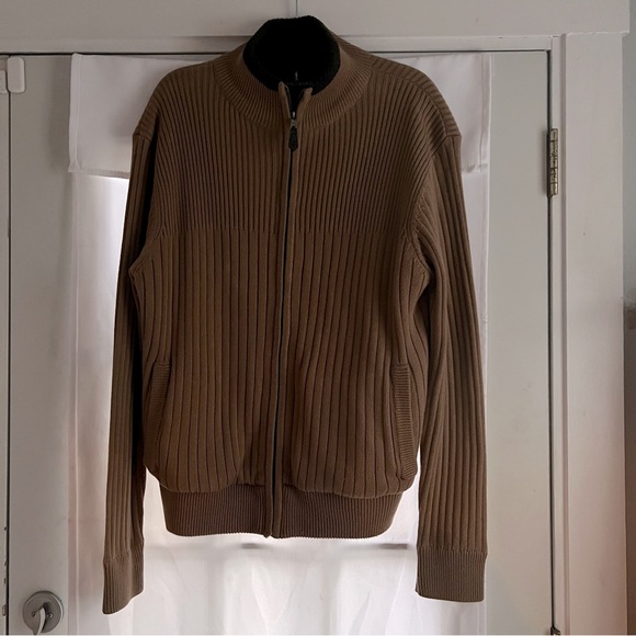 Lanesboro Men Chunky knit sharps fleece Textured Zip Sweater Gray Long Sleeve L - Picture 3 of 5